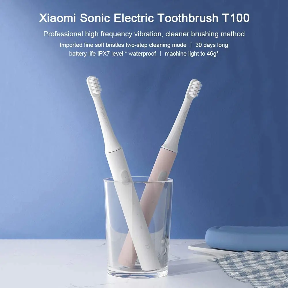 Xiaomi Mijia T100 Sonic Electric Toothbrush Smart Tooth Brush Colorful USB Rechargeable IPX7 Waterproof