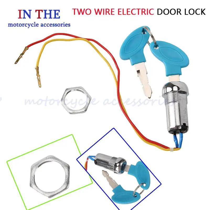

ATV blue iron two-wire electric door lock electric bicycle off-road pedal ignition key door lock accessories