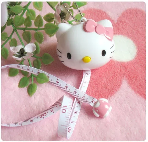 

Kawaii Sanrio Hello Kitty Tape Measure Cute Beauty Measurement Bust Waist Hip Ruler Mini Pendant Telescopic Ruler Girl Toy Gifts