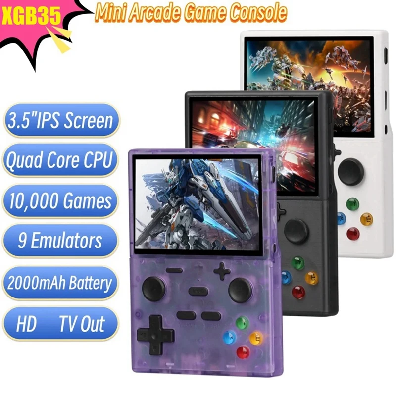 A69F-XGB35 Handheld Game Console 10000+Games 3.5 Inch Screen Linux Supports Dual Player Arcade Game Console For PS1 GBA