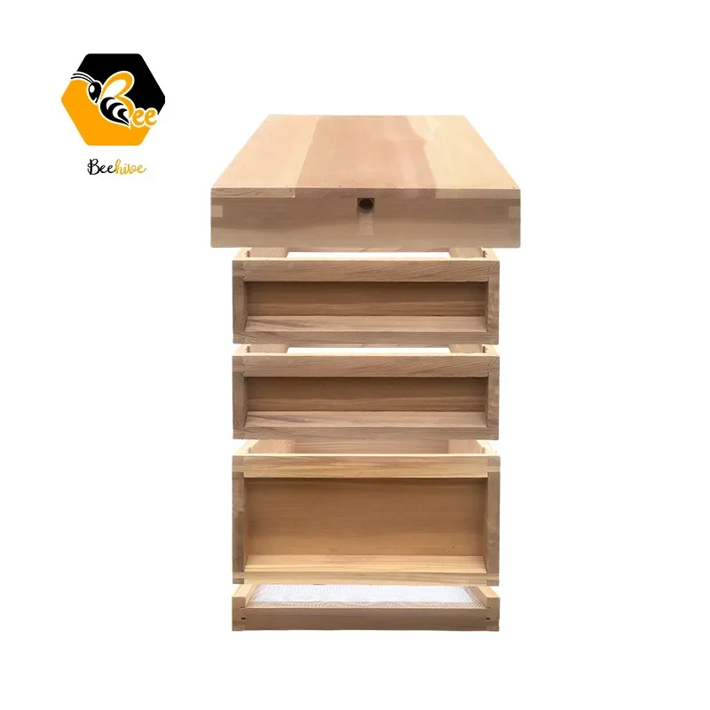 

Wholesale 8 10 Frame 3 Layer New Zealand Pine red cedar Fir Wooden UK English British National Beehive Bee Hive with Metal Roof