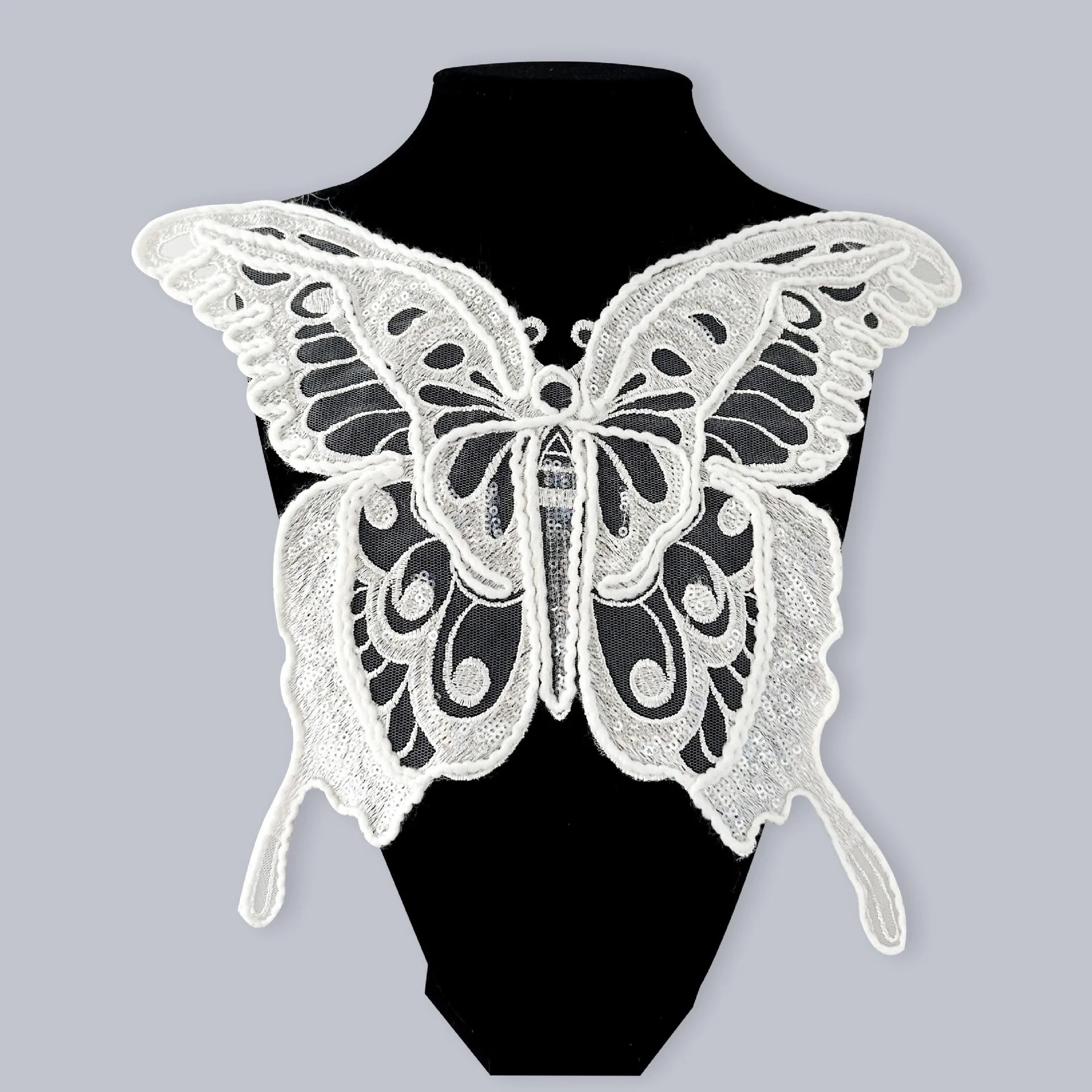 New embroidered lace butterfly black and white collar flower DIY clothing accessories