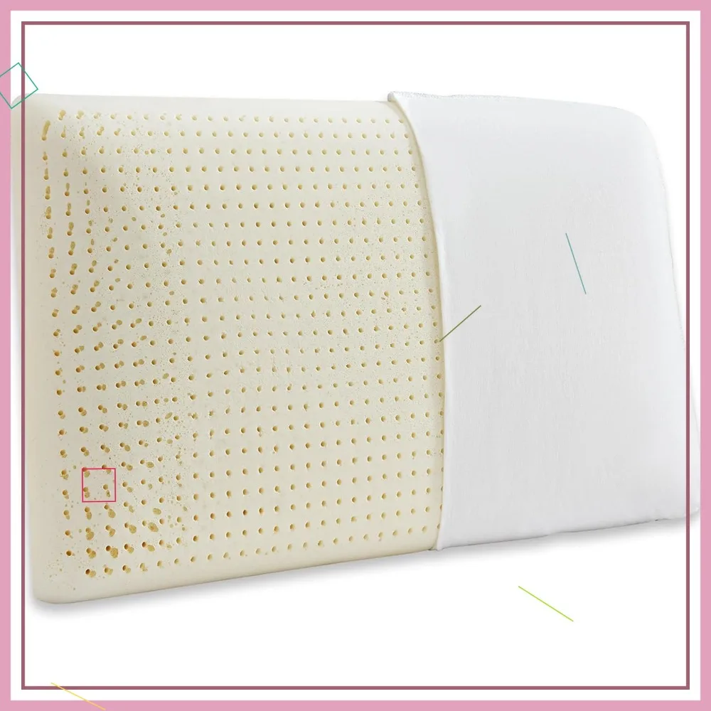 

Talalay Latex Pillow, Medium Soft Foam, Standard Size for Back/Side/Stomach Sleepers, Removable Cover