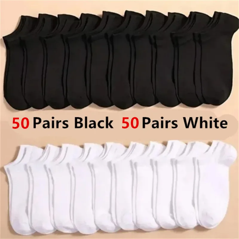 Wholesale 100 Pairs Invisible Low Cut Non-slip Summer No-show Ankle Socks Solid Color Casual Breathable ﻿Women Men Boat Socks