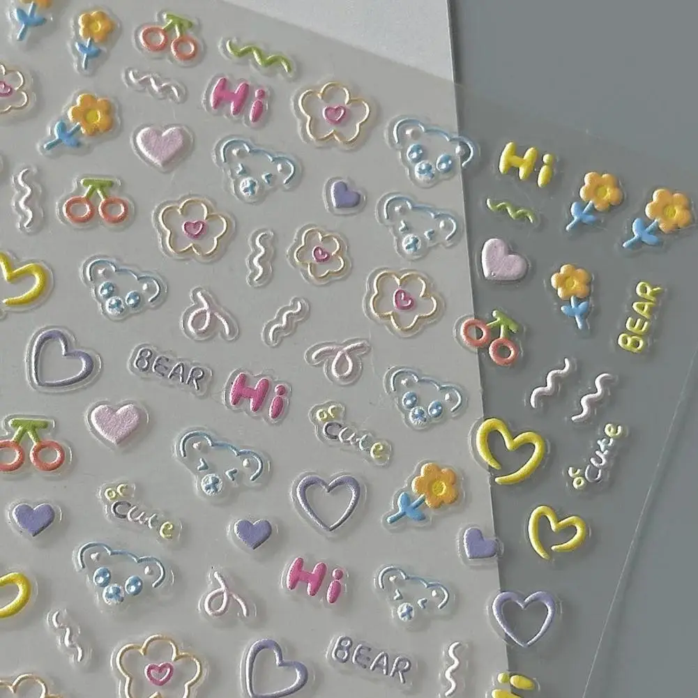 1/3PCS Nieuwe Leuke Nail Sticker Cartoon Zachte Reliëf Cartoon Stickers Zelfklevende Nail Art Decoratie Decal nail Art Sticker