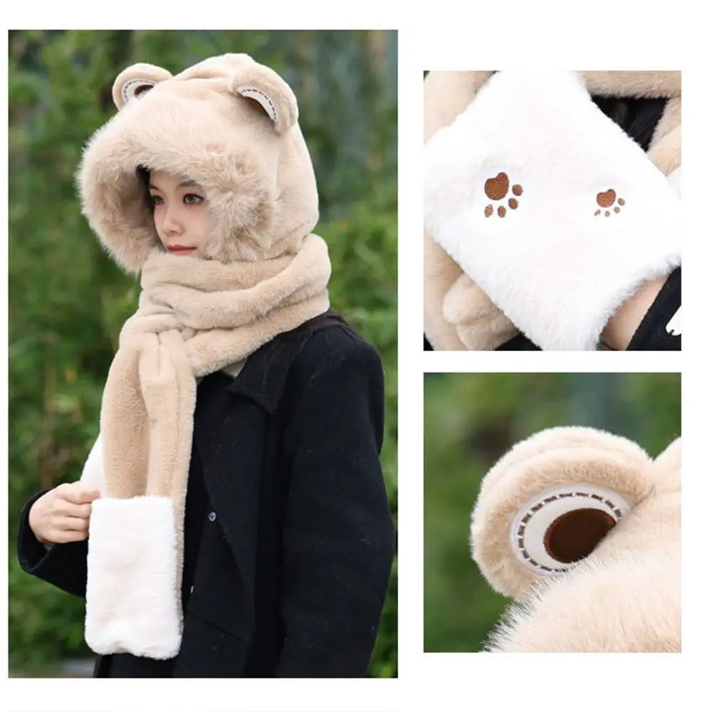 أزياء الشتاء بالاكلافا قطعة واحدة مقنعين قبعة سدادات حماية الأذن قبعة الشتاء اكسسوارات سميكة وشاح قبعة للنساء