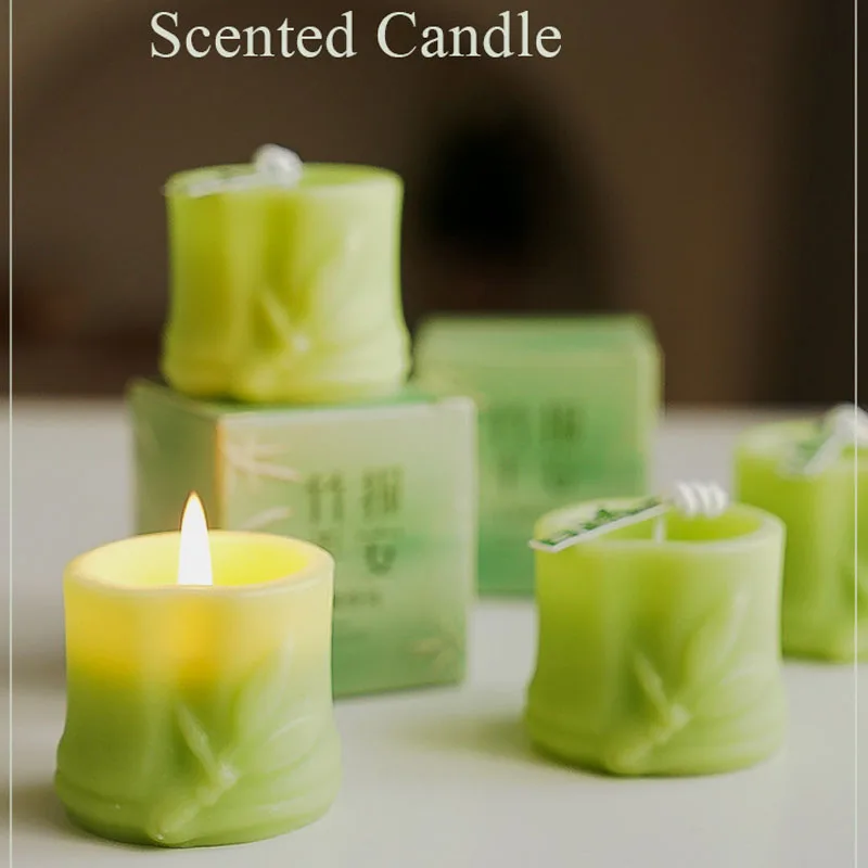 Vela perfumada de bambú para el hogar, simulación de plantas, modelado de Aroma, adorno decorativo