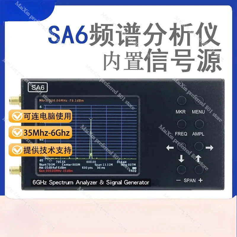 SA6 Spectrum Analyzer 35M-6200Mhz Handheld Wireless Signal Detector, Signal Generator