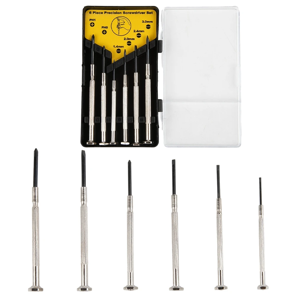 

PH0 Screwdriver Precision Silver/Black/Blue Slotted 6Pcs/Set Chrome Vanadium Alloy Steel Cross Screwdrivers Electronic Glasses
