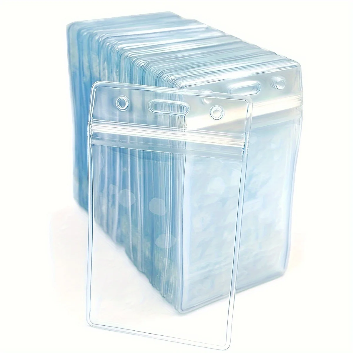 

20-Pack Transparent Waterproof PVC Card Holder, Vertical ID Badge Reel for Exhibitions, Certificates, and Employee Name Tags