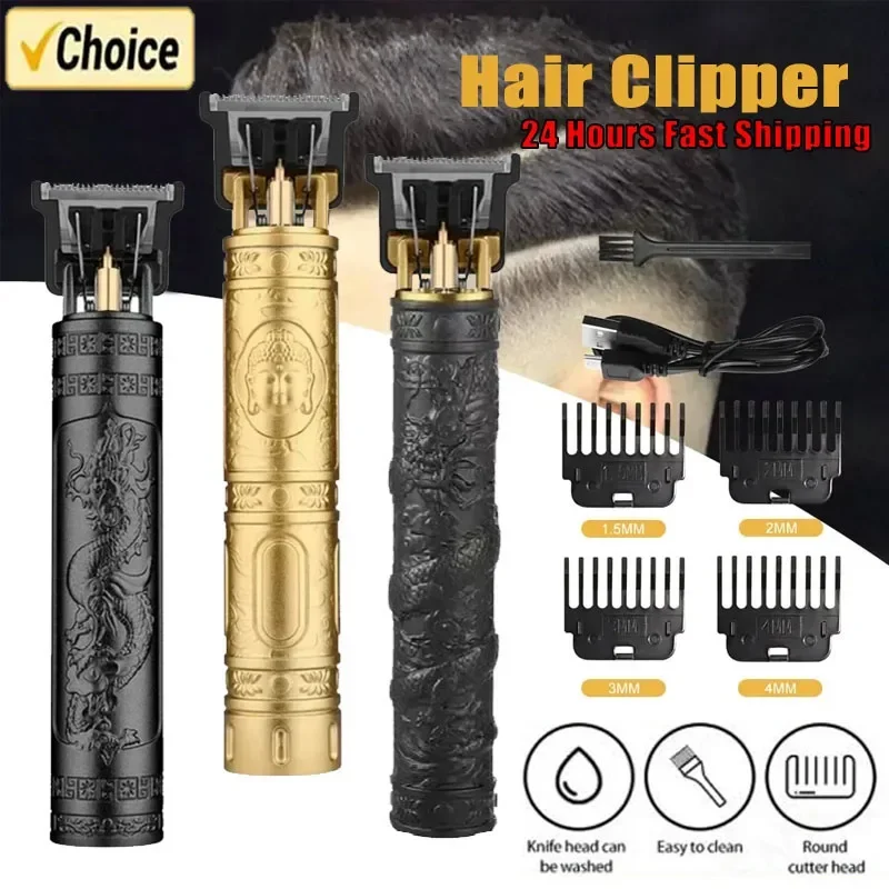 Vintage T9 Electric Hair Cutting Machine Hair Clipper Professional Men Shaver Rechargeable Barber Trimmer for Men Dragon Buddha