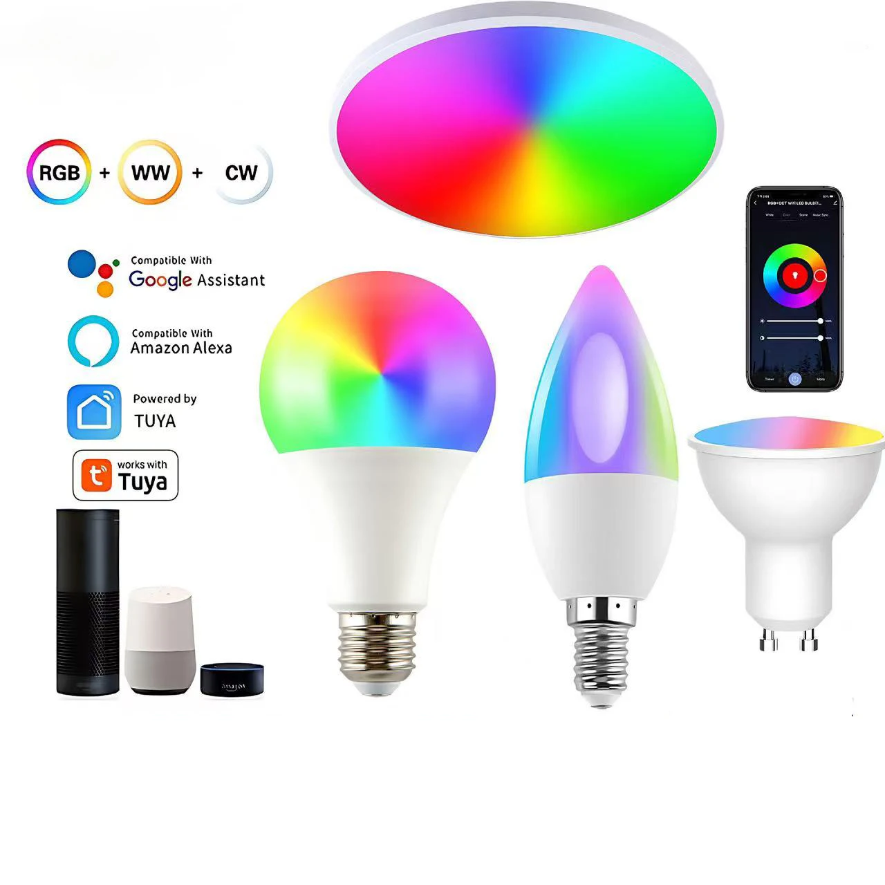 

Источник света с ритмичной RGB-подсветкой, умные потолочные светильники Graffiti, поддержка Alexa, Wi-Fi, производитель лампочек.