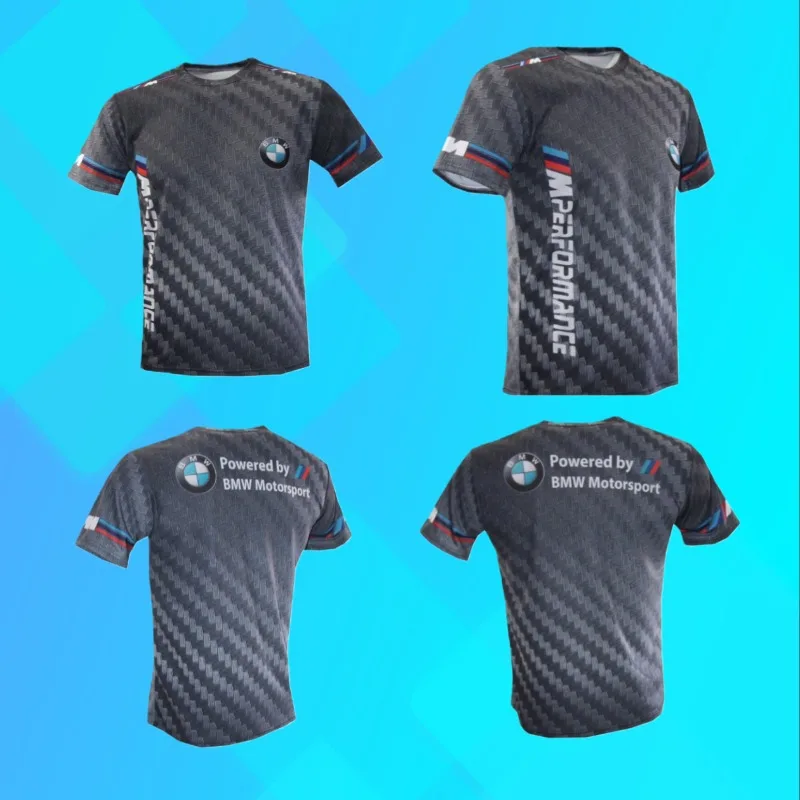 

M-PERFORMANCE Silver BMW Pattern 3D Printed Round Neck Short Sleeve Breathable Quick Drying Loose Comfortable T-shirt