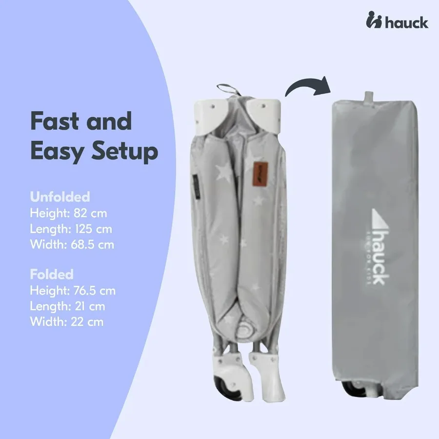 Sleep N Play Center Lettino da viaggio portatile per bambini con culla, fasciatoio, box, culla pieghevole per neonati, bambini piccoli, stelle grigie