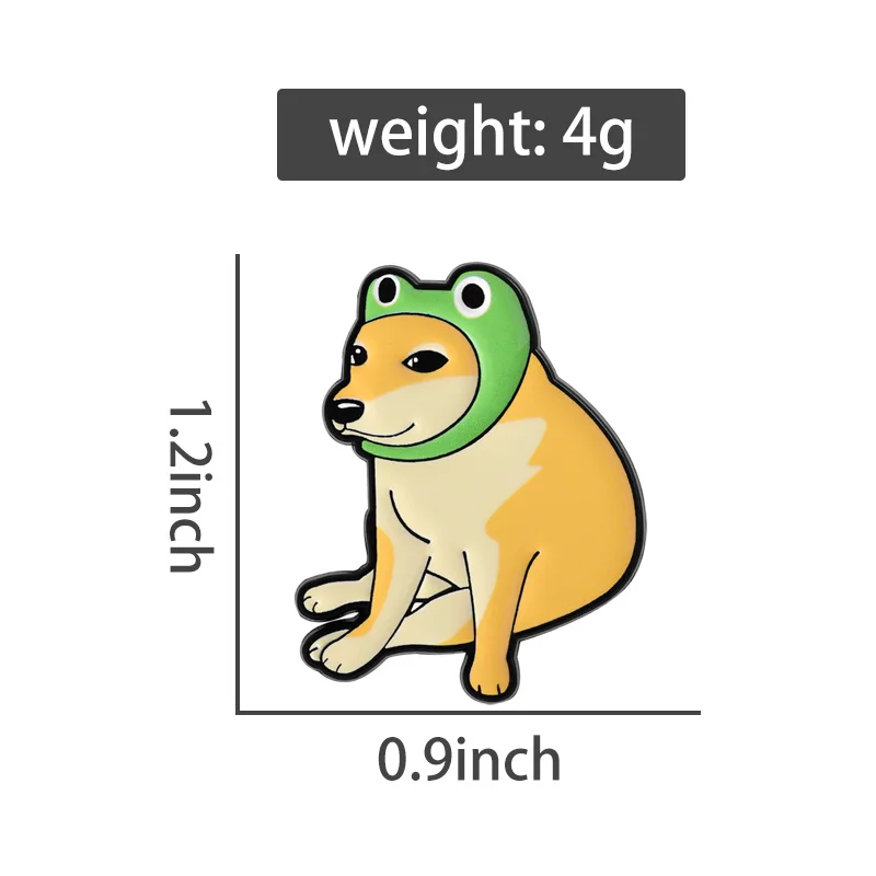 دوجي ميمي المينا دبابيس الكرتون UV الطباعة الكلب بروش التلبيب شارات لطيف شيبا Inu الضفدع قبعة مجوهرات بأشكال حيوانات هدية للأصدقاء
