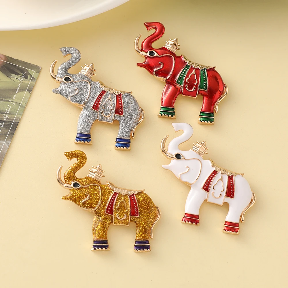 4 Color Crystal Rhinestone Elephant Brooch Thai Royal Dress Decoration Enamel Process Tourist Souvenirs Gifts D