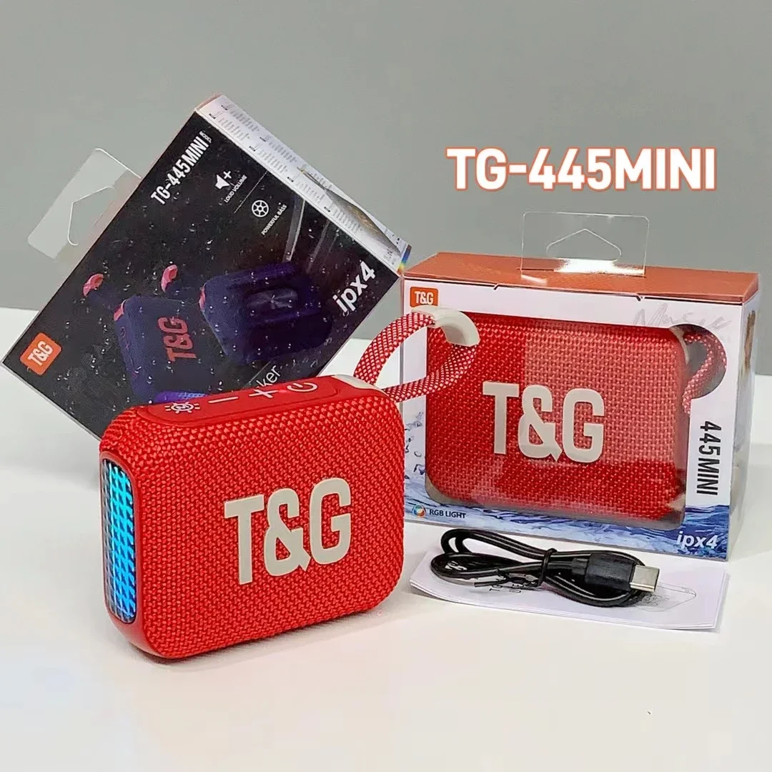 TG-445MINI Portable Stereo Waterproof Subwoofer Wireless MINI BT Speaker FM Radio Support TF/USB Player RGB Light HOT Speakers