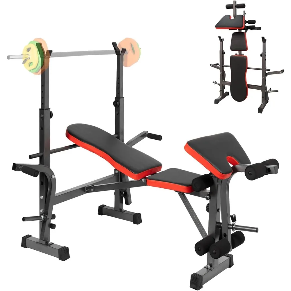 ALLINLIFE Banco Musculación, Banco de Pesas con Altura Ajustable, Banco Abdominales Plegable, Banco de Entrenamiento con Respaldo A