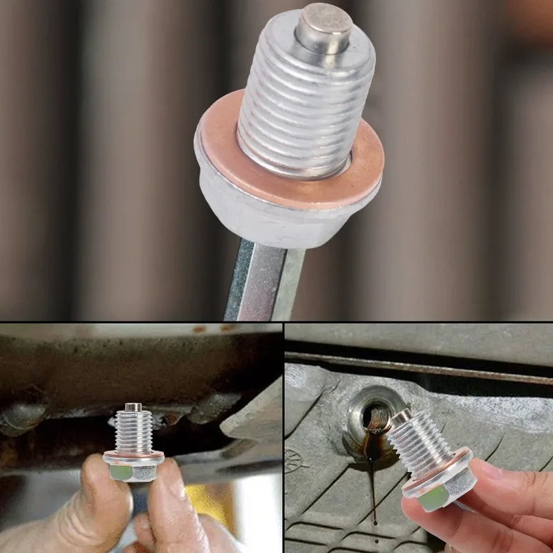 Magnetic Oil Drain Plug M14x1.5 Neodymium Magnet Stainless Steel Bolt for Honda Hyundai Volkswagen Kia Heavy Duty Oil Plug
