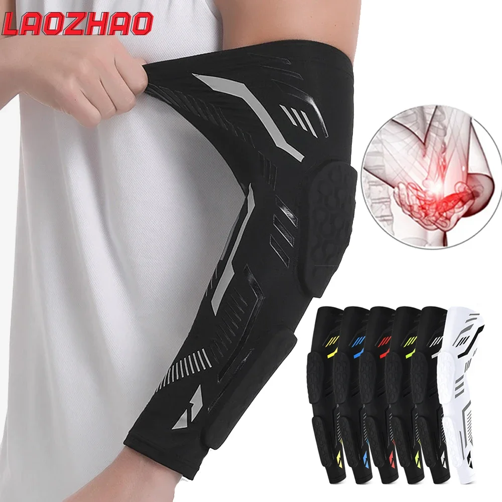 1Pcs Padded Arm Sleeve Protective Compression Elbow Pad Basketball Football Volleyball Sports Youth & Adult, Single Sleeve