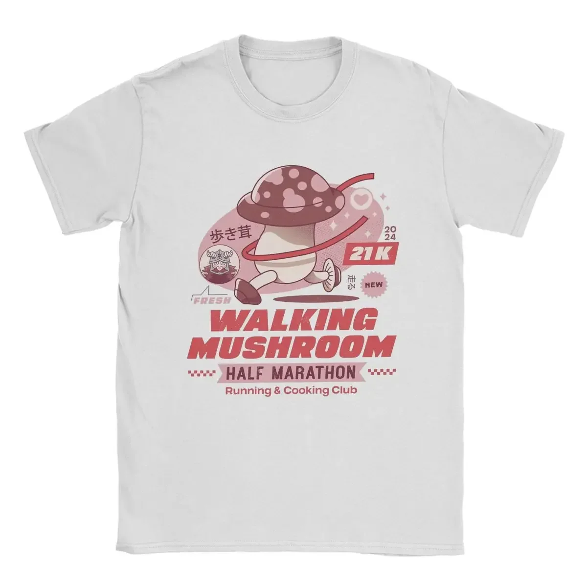 Walking Mushroom Marathon Delicious In Dungeon T Shirt for Men Pure Cotton Fun T-Shirts Anime Tees Short Sleeve Clothes Adult