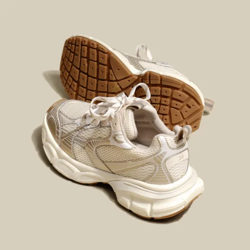 Designers White Sneakers Women Flats Shoes Lace Up Vulcanize Shoes Female Mesh Wedge Platform Casual Zapatillas Mujer