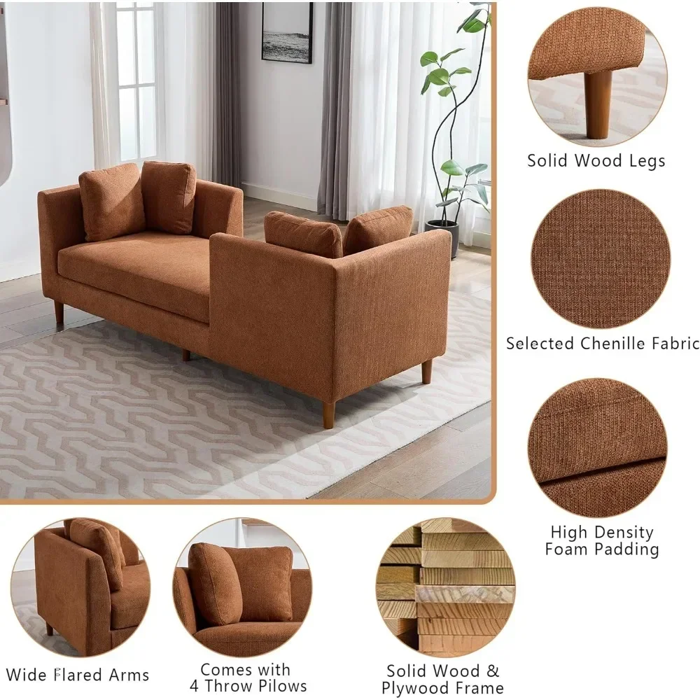 كرسي أريكة للاستراحة الداخلي مقاس 77.95 بوصة على الوجهين، أريكة استرخاء من شانيل، أريكة 3 مقاعد لغرفة المعيشة، سرير منجد حديث #4