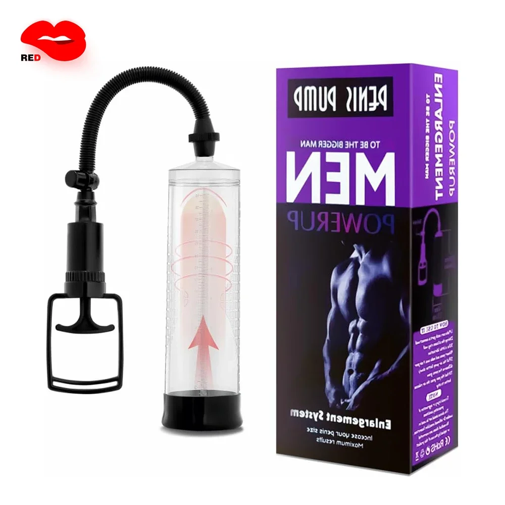 Male Penis Manual Enlarger Enhancement Erection Vacuum Pump Big Dick Trainer Lasting Extender Masturbator SexToys For Man 18+