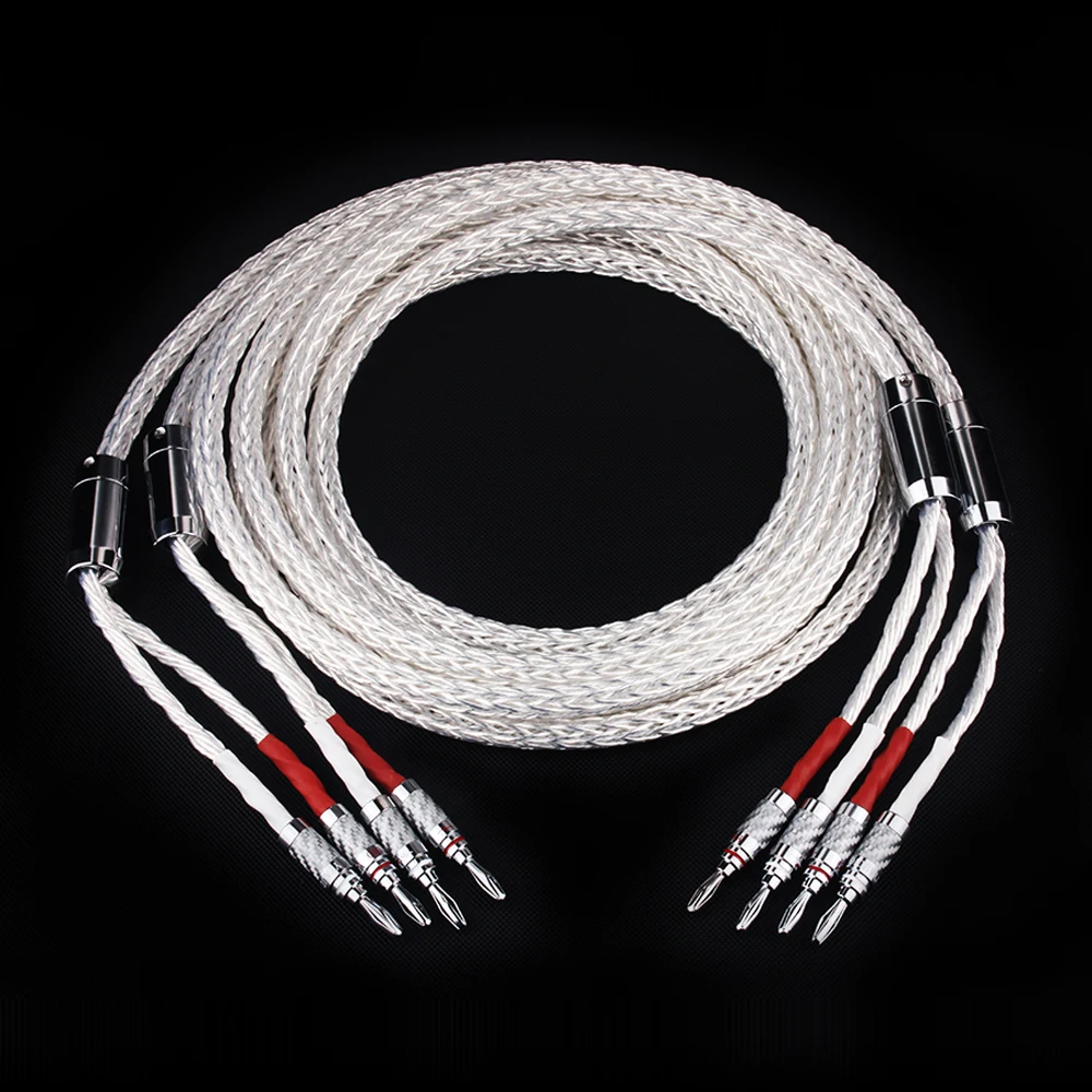 8AG 7N OCC Silver-plated Hifi Speaker Cable High Performance HIFI Speaker Wire 1m 1.5m 2m 2.5m 3m