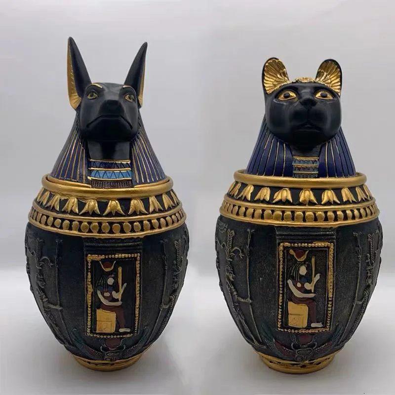 Pet Memorial Large, Medium and Small Dog Urn Pet Gravestone 550ML Dog Coffin Urn Egyptian Pharaoh Anubis Burial Pet Accessories