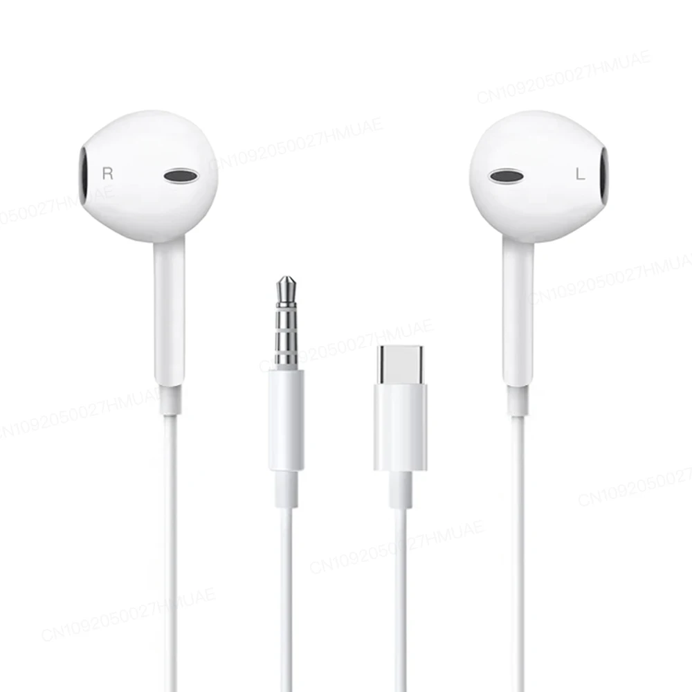 Original Type-C Wired Headphones for Apple iPhone 16 15 6 Pro Max In-Ear Earbuds USB-C 3.5mm Earphones For Huawei Xiaomi Samsung