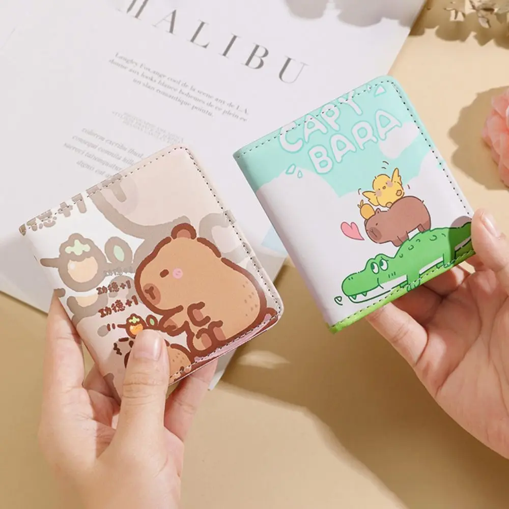 New Cartoon Capybara Wallets Kawaii Mini Card Holder Cute PU Leather Coin Purse