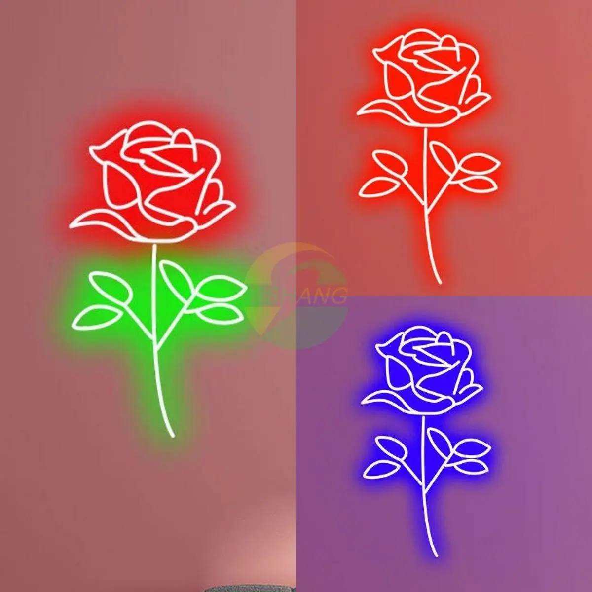 Rose Neon Sign Custom Flower Led Neon Light Sign For Bedroom Home Wall Party Decor, Valentine's Day Gift