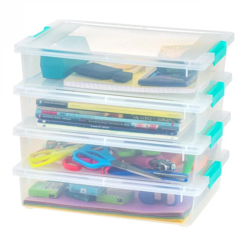 

Clear Plastic Storage Bins with Lids 4 Pack Stackable Organizing Containers for Crafts Office Supplies See Through Durable