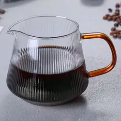 Leeseph-servidor de café de vidrio para café y té, a rayas verticales, apto para microondas, cuerpo de vidrio seguro y a prueba de calor (400ml y 600ml)