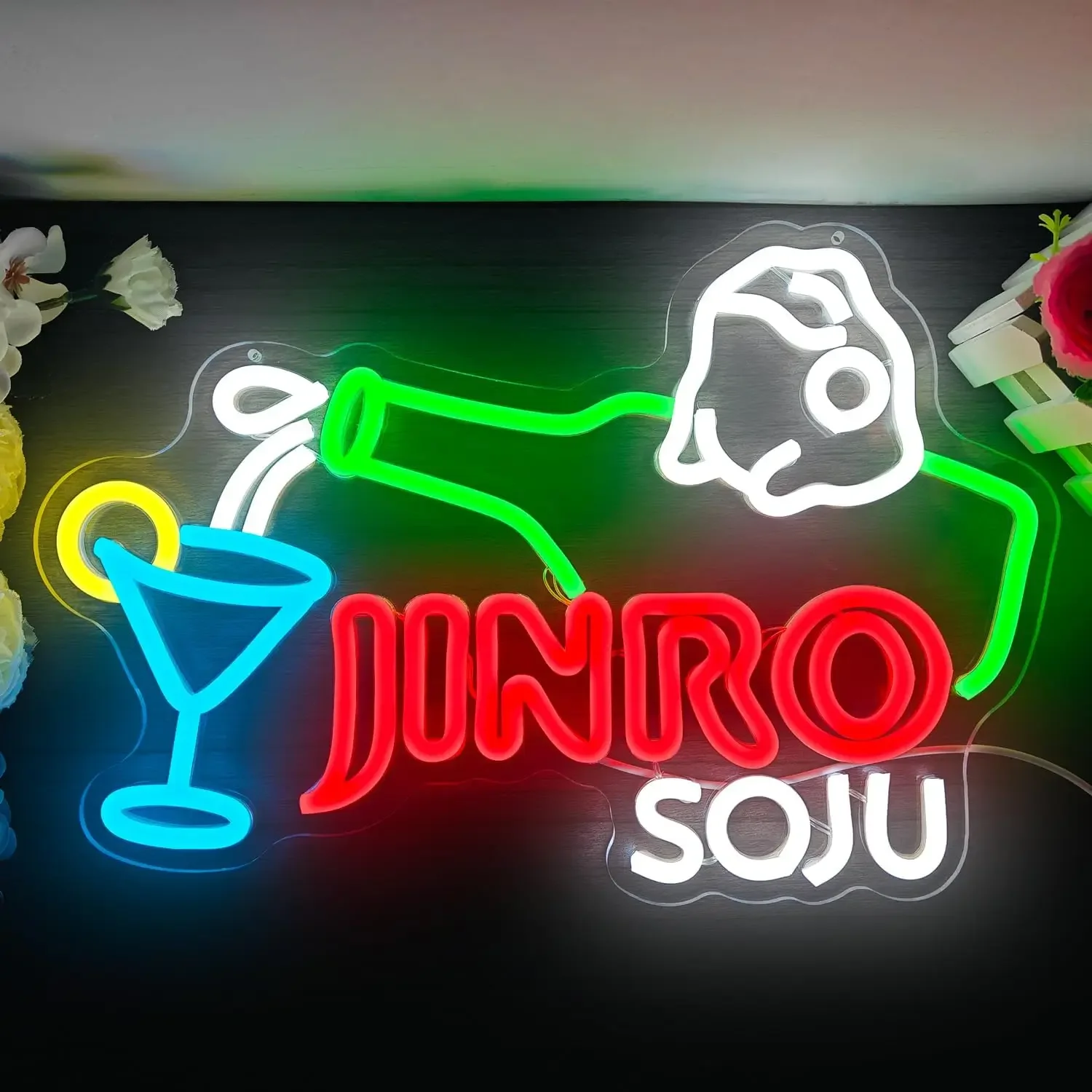 Jinro Soju Neon Sign USB LED Neon Light Dimmable for Korean Bar Pub Restaurant Soju Shop Nightclub Home Bar Man Cave Wall Decor