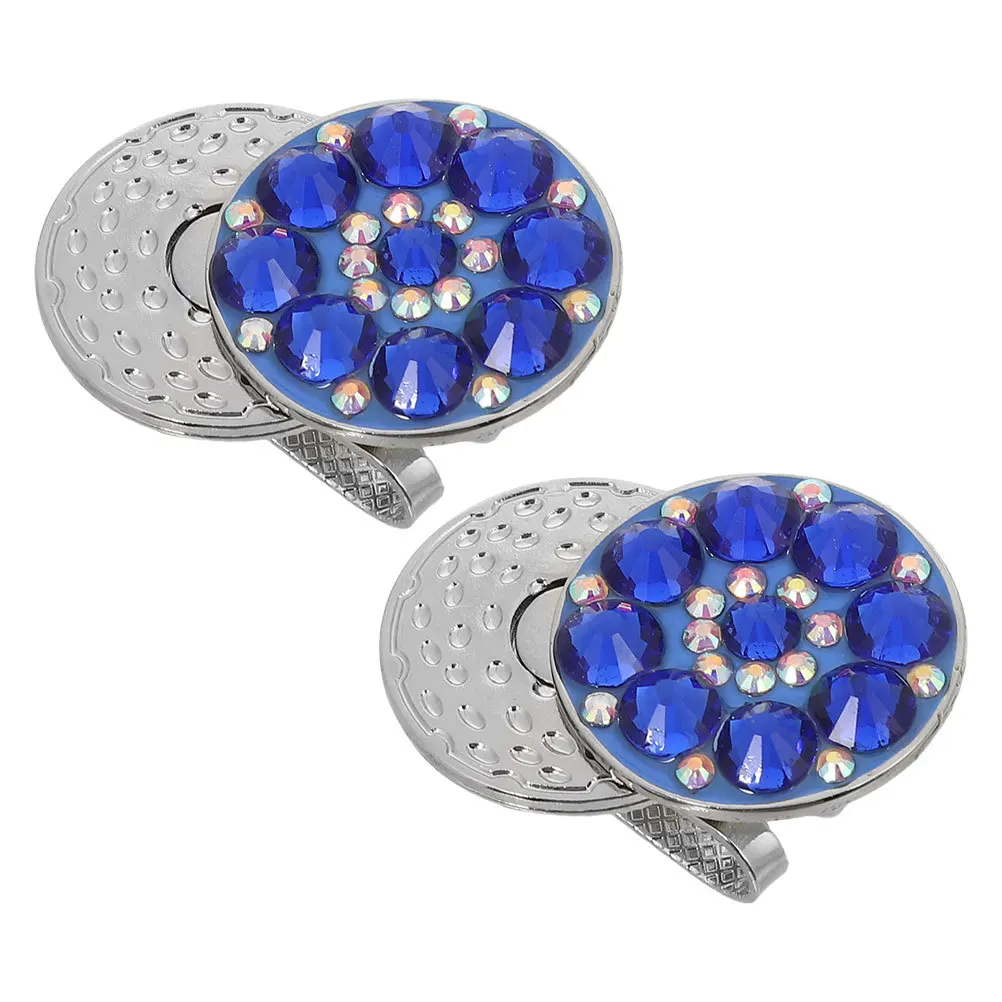 

2 Pcs Golf Hat Clip Crystal Ball Clips Accessories Cap Marker Blue Bag Women Markers Miss