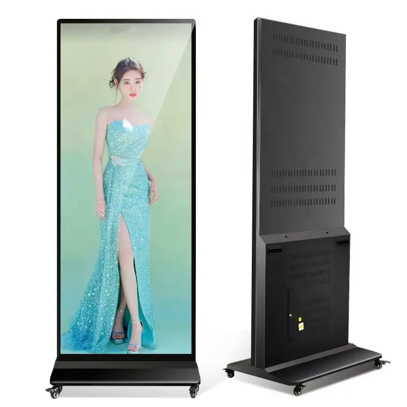 

Ultra Thin Floor Standing Advertising Signage 70/75/86 Inch Full Screen LCD Displays Custom Advertising Kiosk