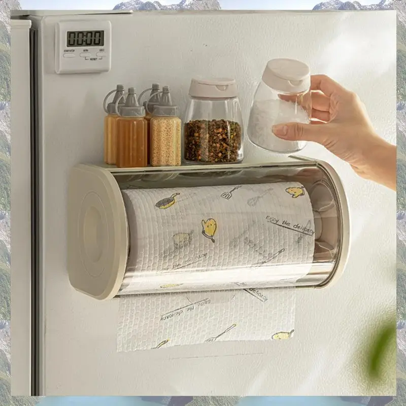 

2025 Trend 2X Paper Towel Organizer Large Roll Wall Mount Holder With Clear Dustproof Cover Modern Tissue Dispenser Storage A