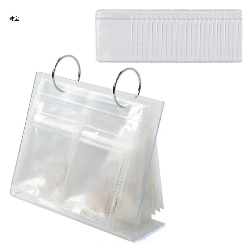 X5QE Practical Jewelry Storage Solution with Transparent Cover Earrings Necklaces Bag