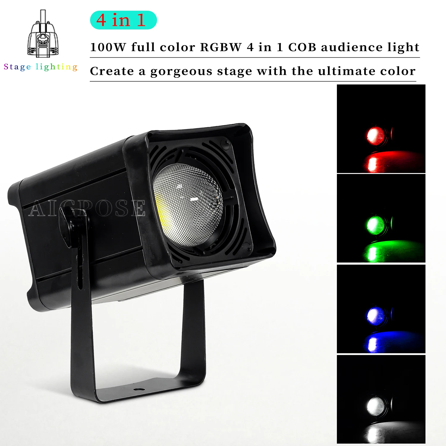 luz cegante cob par 100w luz branca quente e fria efeito rgbw em para iluminacao de palco dj casamento discoteca 01