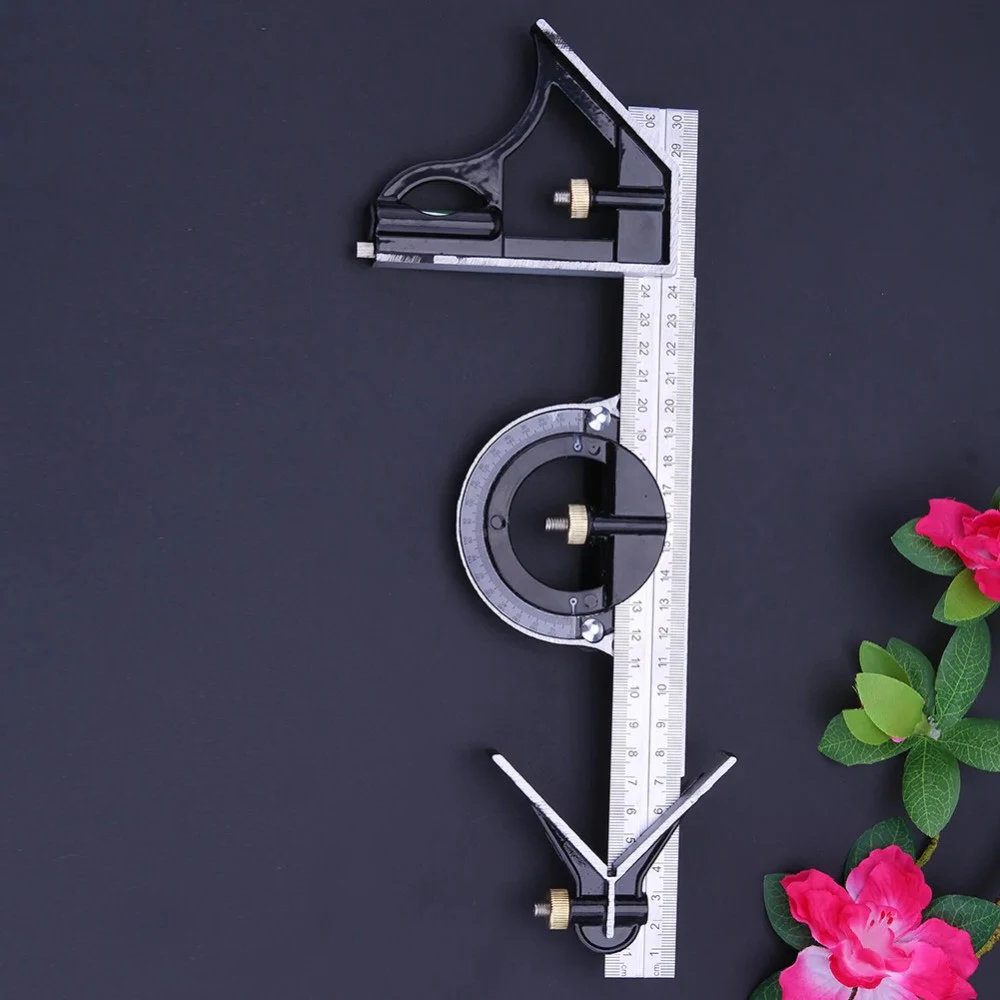 300mm Adjustable Measuring Ruler 3-in-1 Multi Combination Square Angle Finder Protractor Woodworking Tool LK-AA241