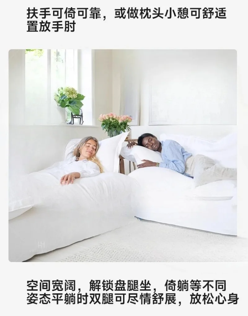 أريكة سحابة ملونة كريم وابي كتان الرياح أسفل وحدة مصممة من القماش القابل للإزالة والغسل #5