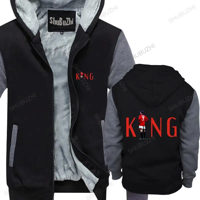 

Men streetwear hooded zipper Eric Cantona The King mens shubuzhi fleece hoodies thick hoody male coat drop shipping