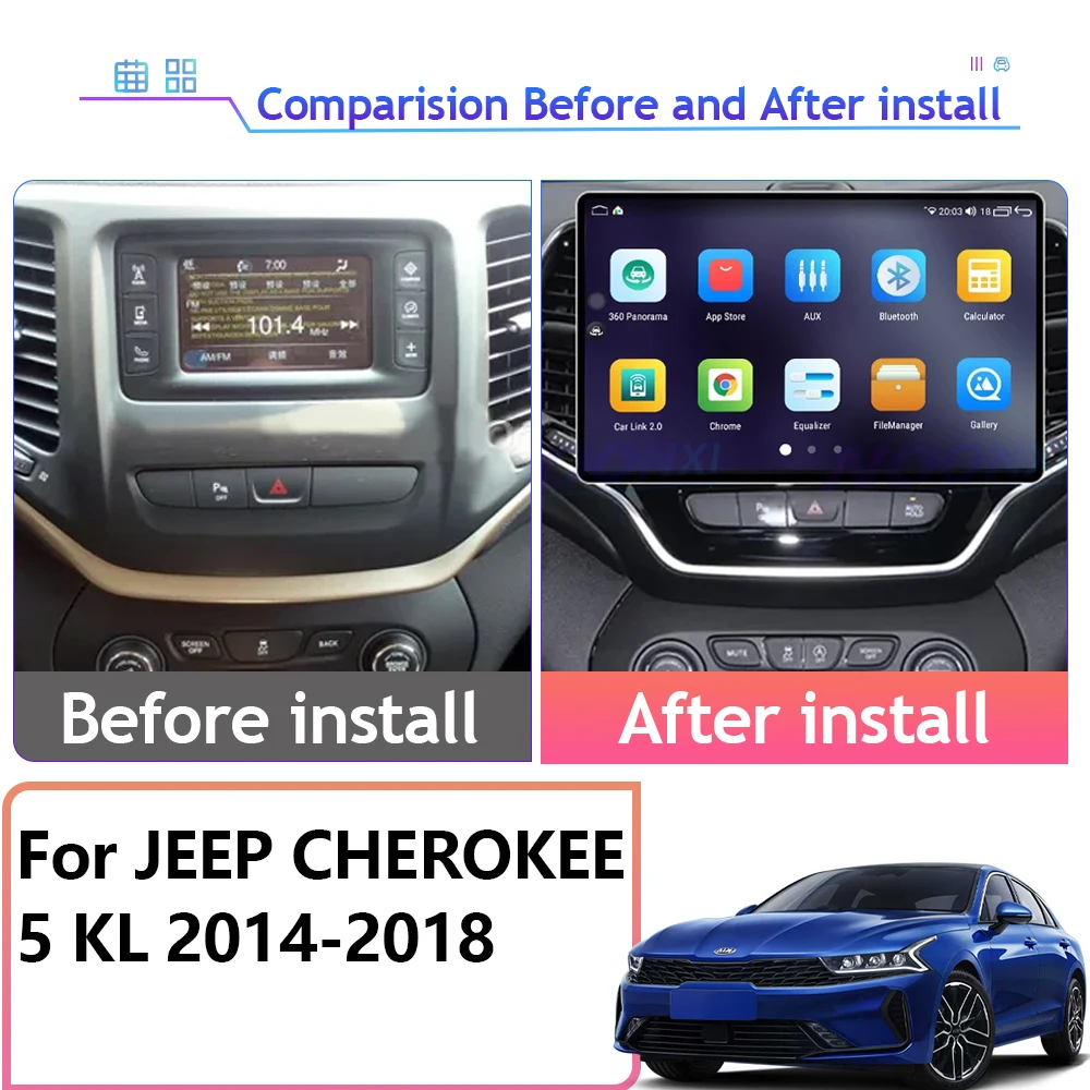 13.3 Inch Wireless Android Carplay For JEEP CHEROKEE 5 KL 2014-2018 Accessories Intelligent Car Systems 4G Wifi Touch Display