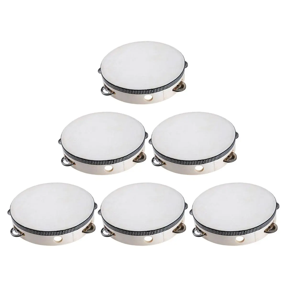 newA10R 6pcs Universal Tambourine 6In Percussion Musical Instrument for Yoga Church Party School Games Recreational Gathering