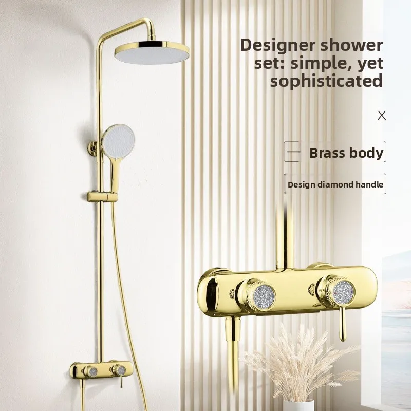 

Элитный французский золотой смеситель для душа с ручкой из бриллиантов, комплект для ванной комнаты с подачей холодной и горячей воды