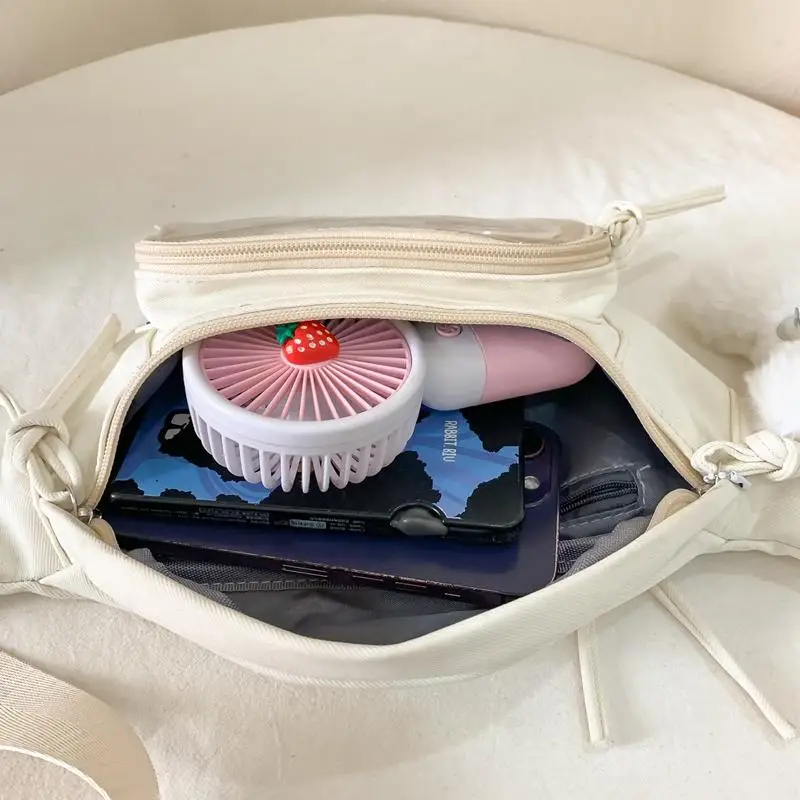 Borsa da petto coreana Sle Bangle Bae Borsa da donna Spor Girl Borsa a tracolla Borsa da vita per il tempo libero per studenti Materiale in nylon morbido con cerniera Cl...