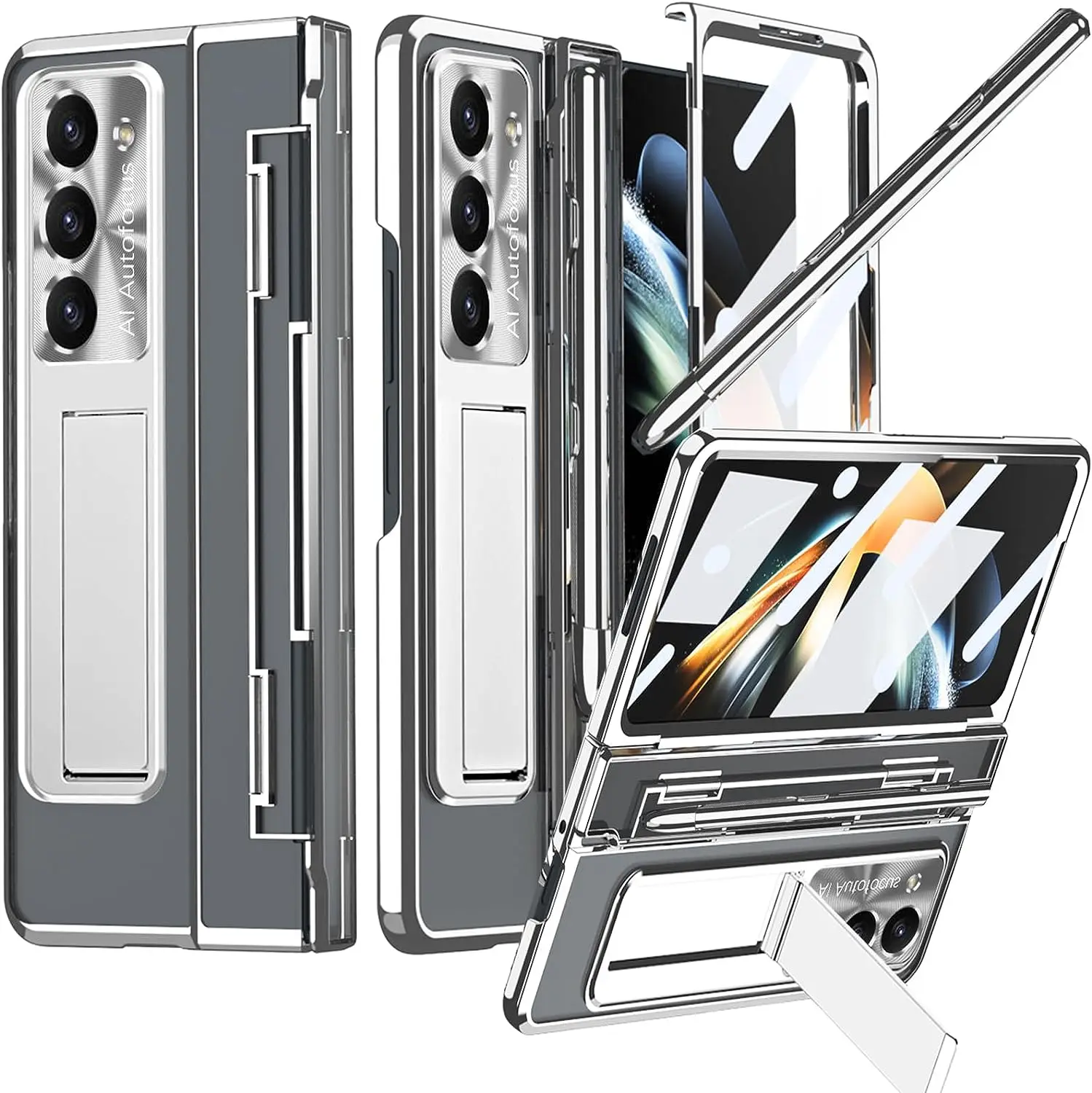 Compatible S Pen Case for Samsung Galaxy Z Fold 5 Case with Hinge Protection &S Pen Holder,4 in 1 Full Coverage Stand Screen