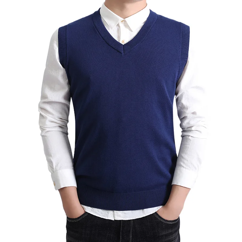 

Winter Fall Fashion Men's Sweater High Quality V-neck Knited Sleeveless Vest Classical Versatile Loose Casual Pullover Waistcoat